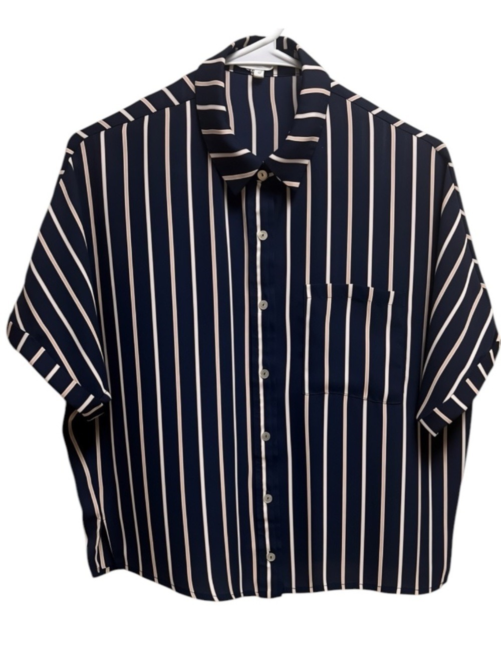 S.R. by Sweet Rain Striped Short  Sleeve Blouse - Preowned, Very Nice